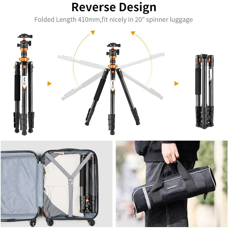 K&F Concept 63in Carbon Fiber Camera Tripods Compact Detachable Monopod for DSLR - Image 4 of 4