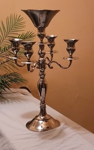5 branch silverplated candelabra