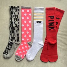 4 Pairs/lot Victoria's Knee High Socks PINK Socks VS Women Crew Socks