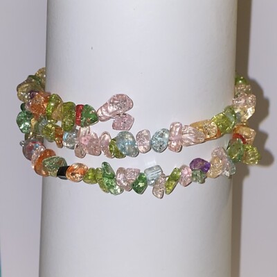 Memory Wire Wrap Quarz Edelstein Chips Armband