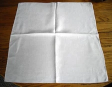 Vintage White Linen 20" Brocade Shiny Table Scarf ~