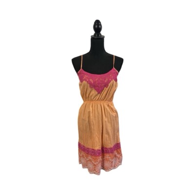 Flying Tomato Women's Spaghetti Strap Embroidered Dress Pink And Orange Sm  | eBay