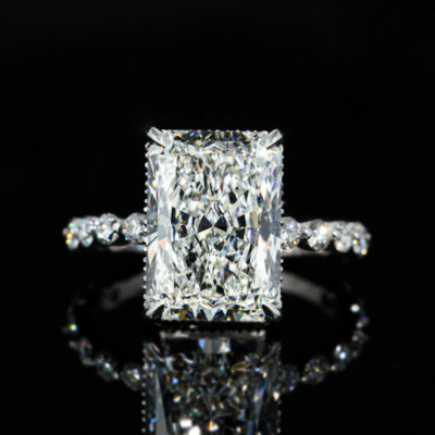 Lab Created IGI Radiant Cut Diamond 6 Ct Engagement Ring PT950 Platinum