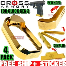 Cross Armory Gold for Glok Gen 3 MAGWELL Pins Extended Magazine Catch Slide Lock