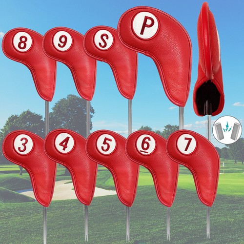 Golf Club Covers for Irons Magnetic Value 9 Pack Fit Main Iron Clubs Leather - Picture 11 of 13