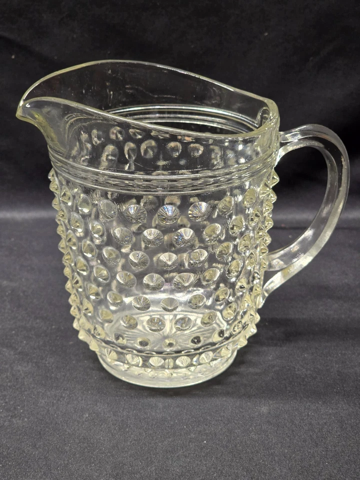 Vintage ANCHOR HOCKING 8" Pitcher HOBNAIL CLEAR 18 Ounce - Made In USA 1934-1936 - Image 3 of 4
