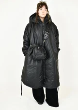 CRAZY H4  black semi padded swing coat & bag size M/L CLEARANCE