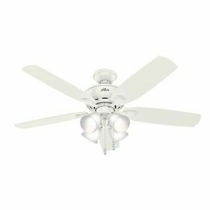 Hunter 53217 Amberlin Led 52 In Fresh White Indoor Ceiling Fan