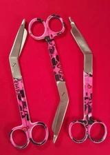 NEW 3 LISTER BANDAGE SCISSORS 7.25" STYLEMATE ROUND PATTERN PINK ! SURGICAL INST
