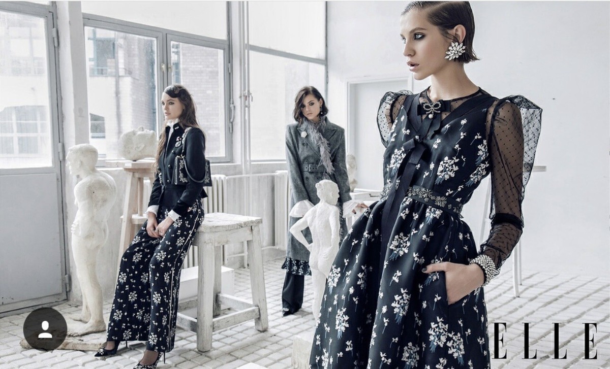 ERDEM X H&M Women's Black Floral Embroidered Jacquard Gown ERDEM X H&M Women's Black Floral Embroidered Jacquard Gown