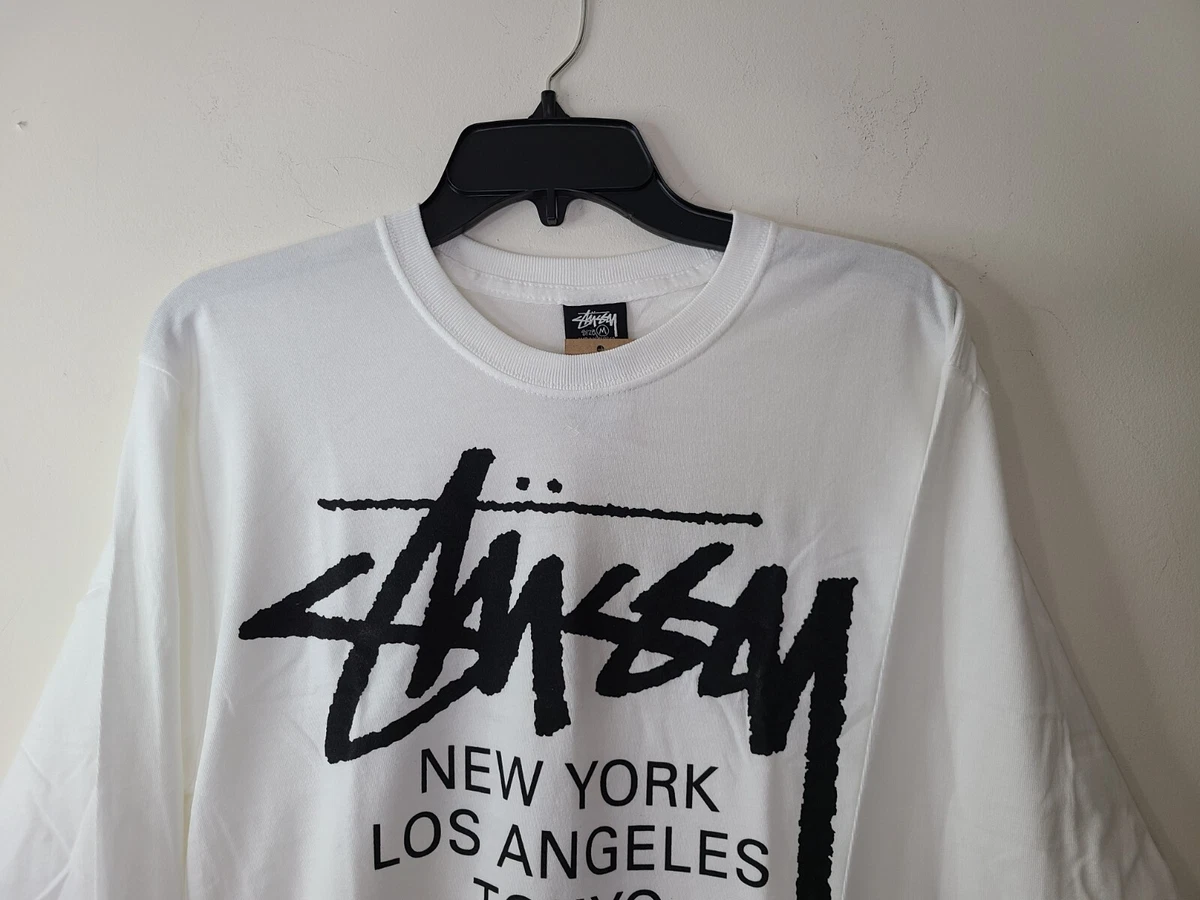 STUSSY WORLD TOUR WHITE LONG SLEEVE T-SHIRT SIZE M (UNISEX)