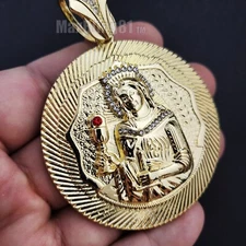 HIP HOP ICED GOLD PLATED LARGE SANTA BARBARA CUBIC ZIRCONIA BLING CHARM PENDANT