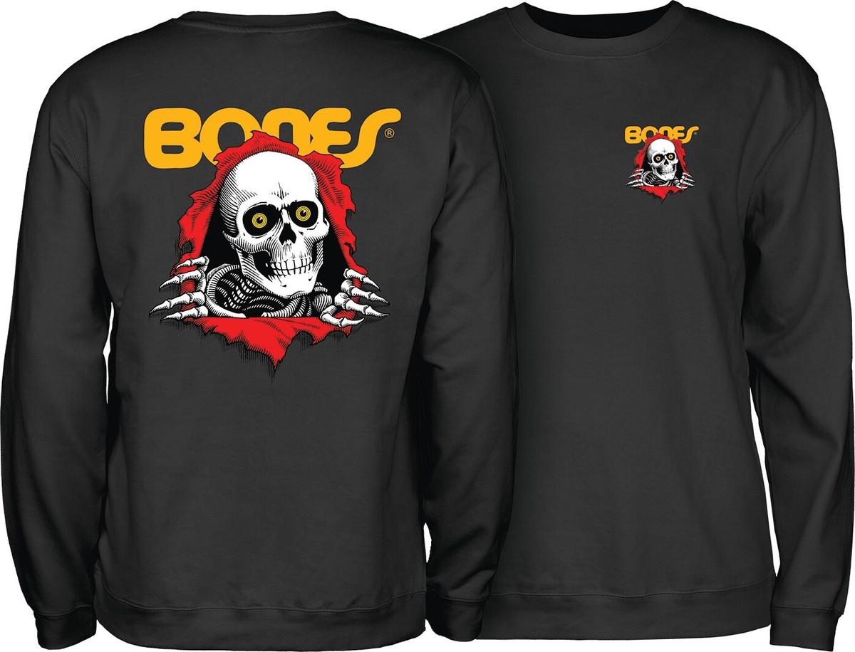 BONES POWELL PERALTA vintage スウェット Powell Peralta BONES RIPPER CREWNECK Skateboard Sweatshirt BLACK