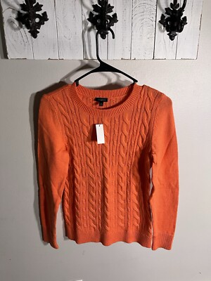 TALBOTS Sweater Size Petite XS Cable Knit 100% Cotton Red