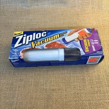 Ziploc Vacuum Starter Kit Hand Pump With 3 Freezer Quart Bags NEW & SEALED