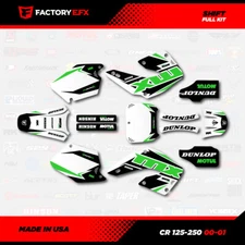 White & Green Shift Racing Graphics Kit fits Honda Cr125 Cr250 00-01 CR 125 250