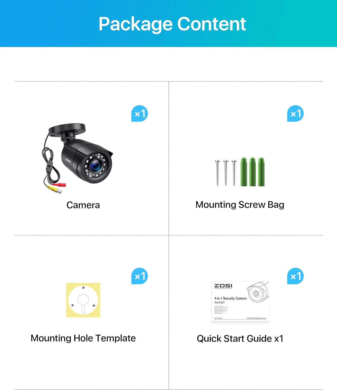 2.0MP 1080P 1920TVL Outdoor Indoor Security Camera,Hybrid 4-In-1 TVI/CVI/AHD/CVB