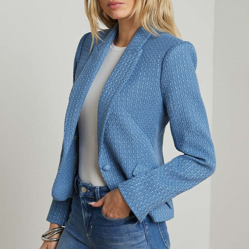 L'agence Jennah Tweed Jacket Blazer Harbor Blue Good Luck Chain | eBay