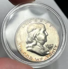 1957 Uncirculated 90% Silver Franklin Half Dollar - Toned