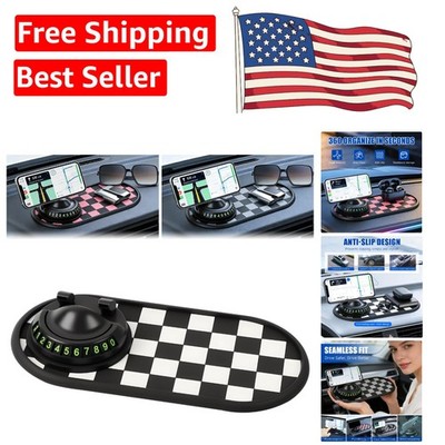 Anti-Slip Phone Holder Mat with 360° Rotation & Temporary Parking Number Display