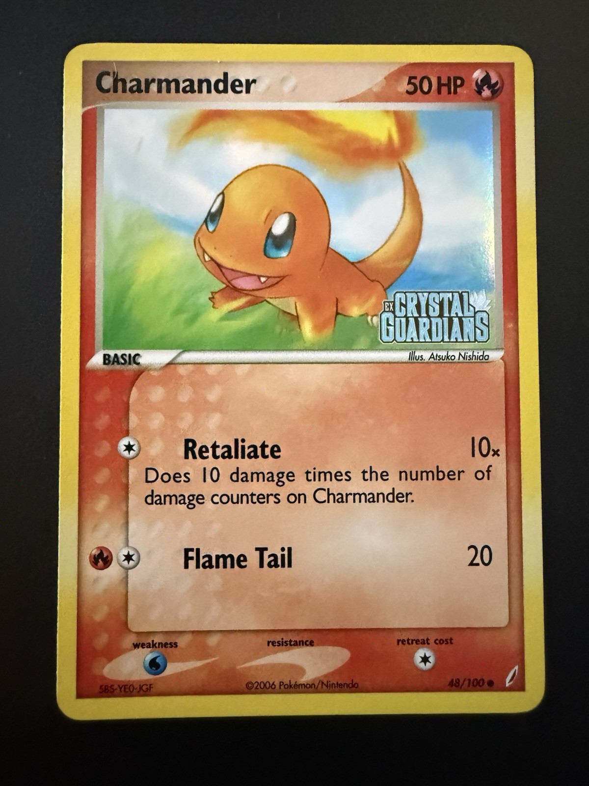 Pokémon TCG Crystal Guardians Charmander 48/100 Stamped Reverse Holo Near Mint