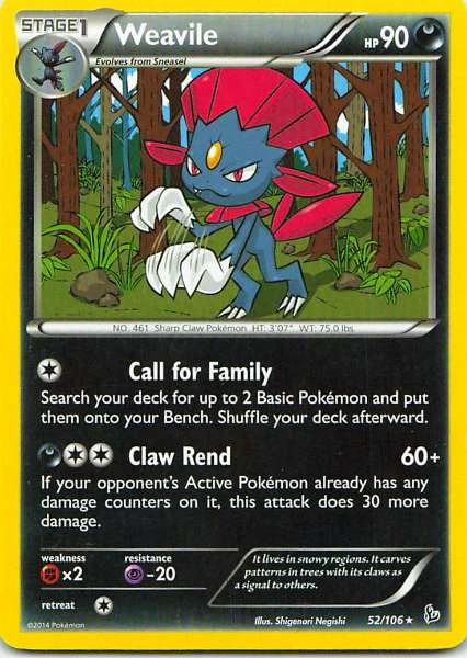 Weavile 52/106 Flashfire Rare NM Pokemon TCG