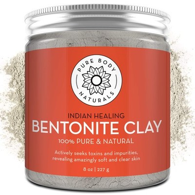 Pure Body Naturals Bentonite Clay Powder for DIY 8 Ounce (Pack of 1), Grey