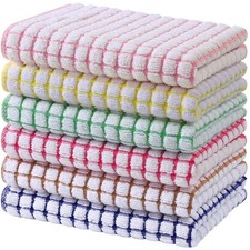 Cotton 6 Pack Terry Kitchen Towels, Super Soft and Absorbent Dish Towels, Qui...