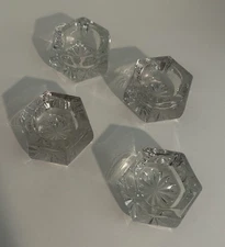 Vintage Open Salt Dips Cellars Clear Glass Hexagon Set of 4