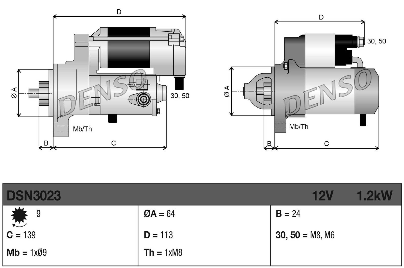 Fits DENSO DSN3023 Starter DSN3023 Starter (12V, 1,2kW, new with a de ⭐UK Stock⭐ - Image 4