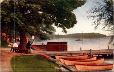 Boat Landing Camp YMCA Lake Geneva WI Postcard 1909