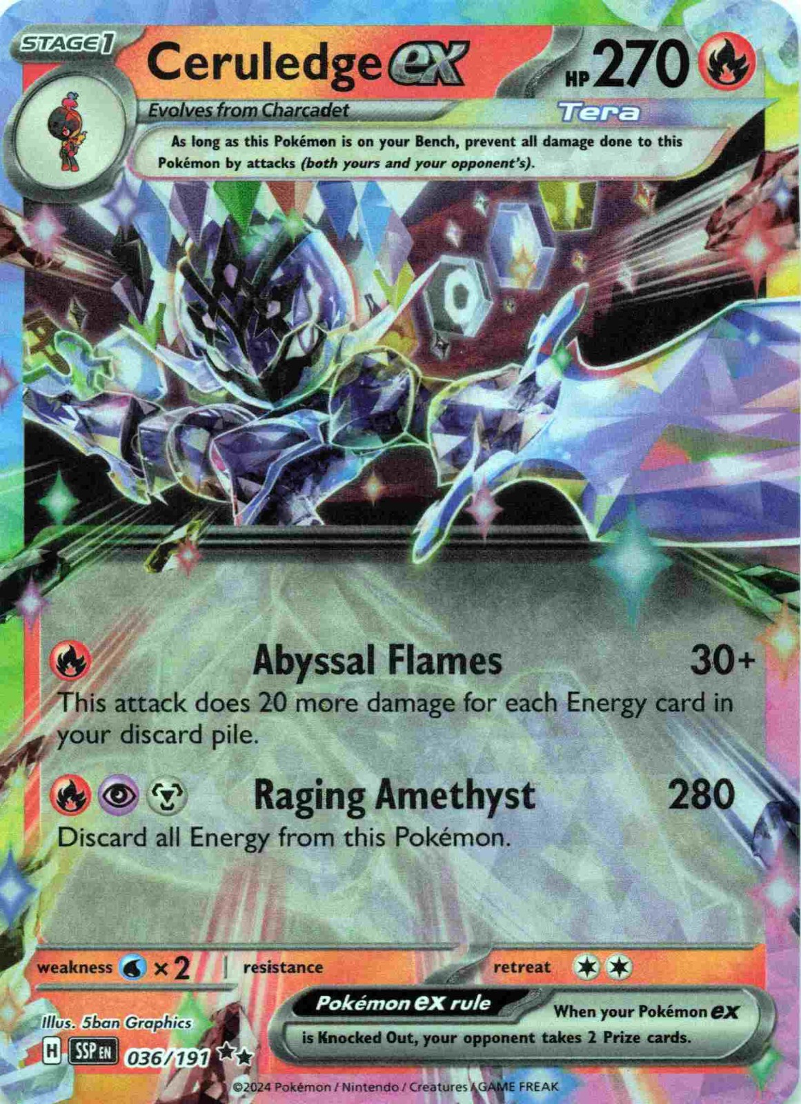 Ceruledge ex 36/191 Double Rare Surging Sparks Pokemon Tcg