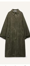 Trenchcoat ZARA Gr M Olivgrün Leinen Lyocell