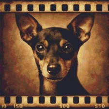 English Toy Terrier Puppy Dog Echoes on Film Counted Cross Stitch