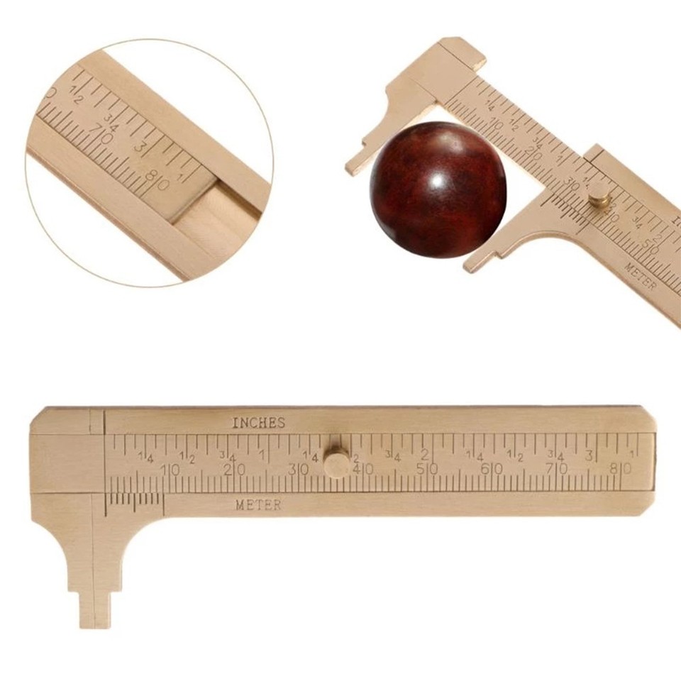 Feed Ruler Ruler Vernier Caliper Copper Double Scale Pocket Ruler Vernier Caliper ...