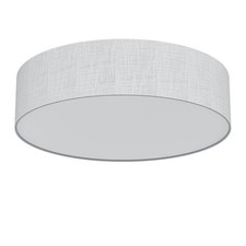 Deckenlampe Stoff, Deckenleuchte Rund mit Leinen Lampenschirm,Ø50cm x H10cm