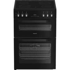 Hotpoint HDE6VDB1 60cm Electric Cooker - Fan Oven, Grill & 4 Zone Ceramic Hob