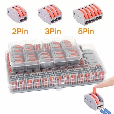 55pcs Quick Wire Connectors Fast Push-in Lever Electrical Terminal Block
