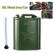 30L Metal Jerry Can Green Car Storage Fuel Petrol Diesel Container & Flexi Spout