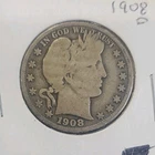 1908-D Barber Half Dollar 50C Silver Circulated 0.9 Fine Silver Denver  #425