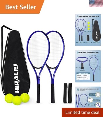 Aluminum Beginner Tennis Racket Set - 2 Racquets, 3 Balls & Carry Bag - 27 Inch