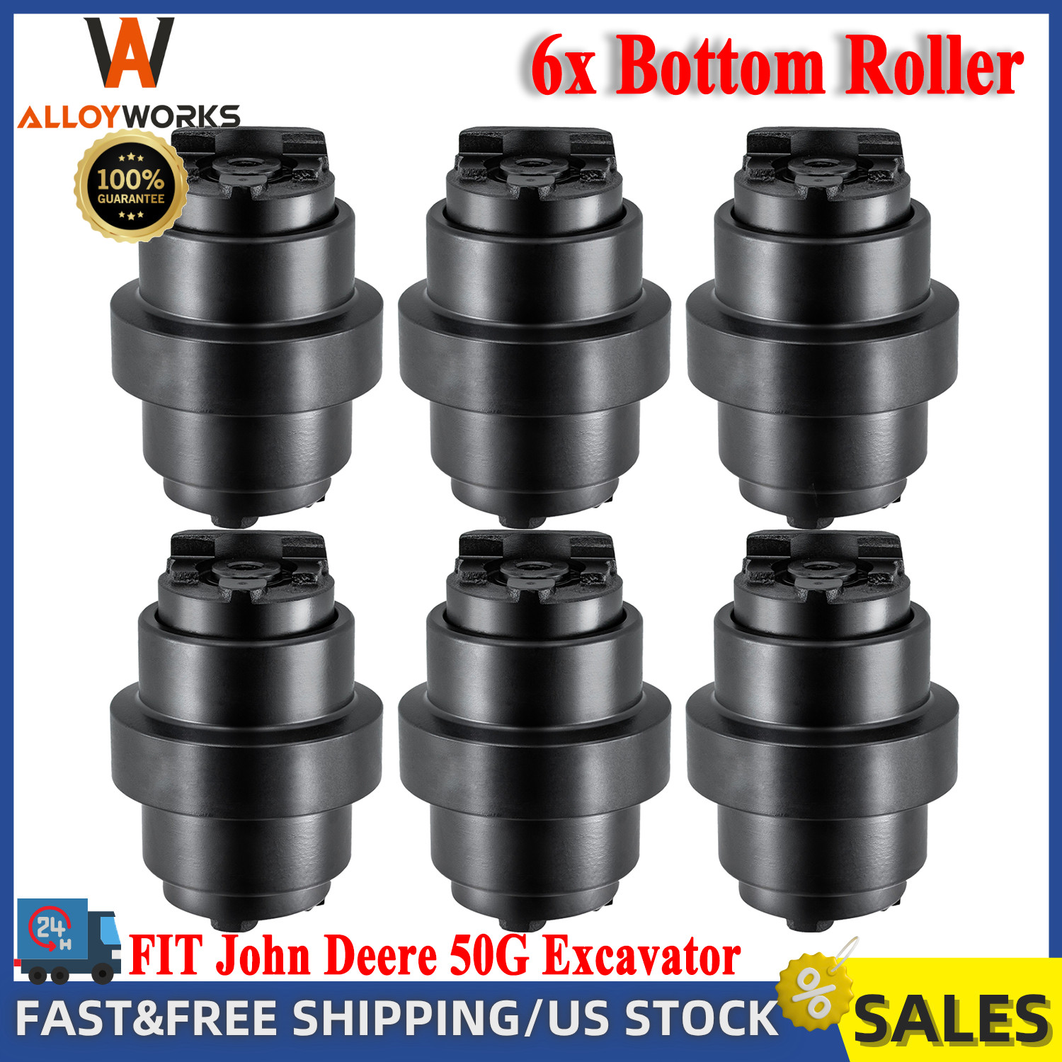 6Pcs Track Roller Fit John Deere 50G,50D Excavator Undercarriage #9239528