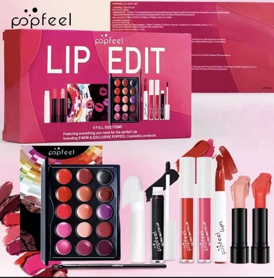 POPFEEL Full-Size Lip Kit- Lip Liners, Gloss & Palette Makeup Set