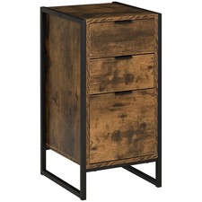 HOMCOM Industrial 3-Drawer Bedroom Chest of Drawers with Metal Frame, Brown