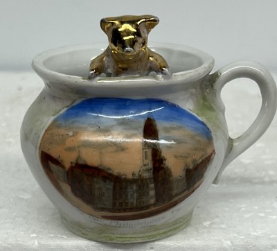 CITY HALL Philadelphia PA Made In GERMANY Vintage SOUVENIR PORCELAIN Mug w/ Pig