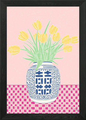 Ingwerglas mit Tulpen gerahmtes Wandbild Poster Leinwanddruck Bild