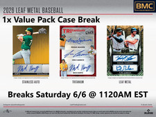 Braylon Doughty 2026 Leaf Metal Baseball 1x Value Pack Case Break #5