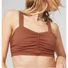 Alo Yoga Airbrush Cinch Bra In Rust Orange