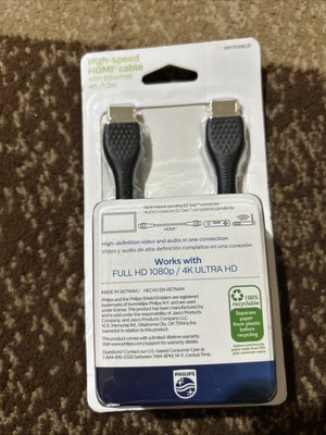 PHILIPS HIGH-SPEED 4-FOOT HDMI CABLE/WITH ETHERNET/WORKS w-HD 1080P & 4K UHD/NEW
