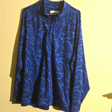 Hart Schaffner Marx Luxury Performance Paisley Button-Up Shirt Men s XL Blue LS